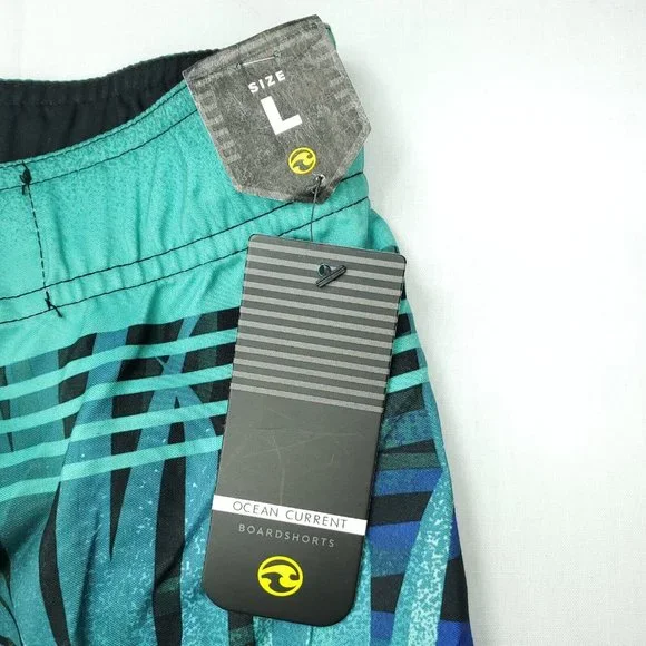 Ocean Current OC Boardshorts Boys L (Approx. 14/16) Green Black Leaf - Picture 3 of 11